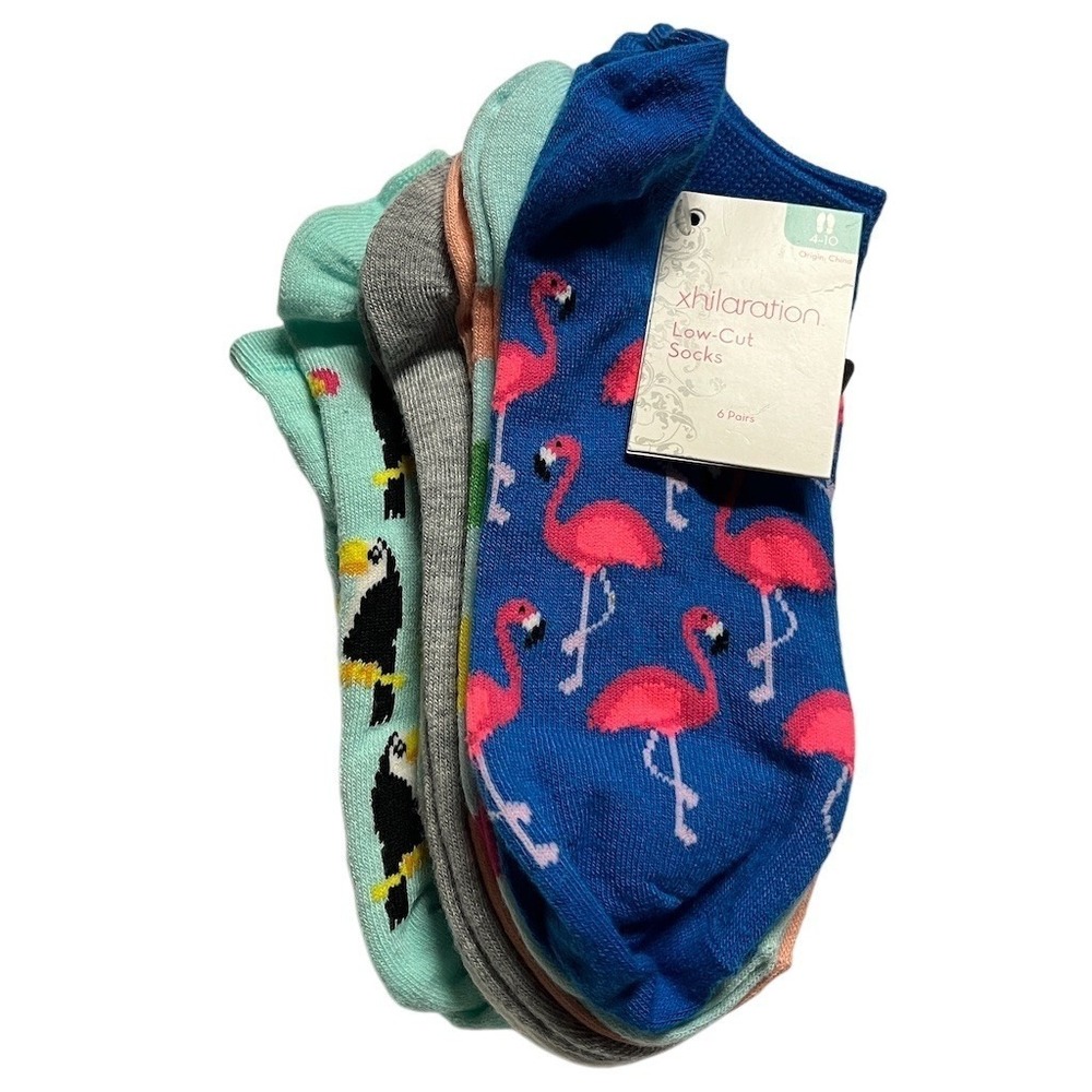 Xhilaration Low-Cut Socks Womens Shoe Size 4-10 Tropical 6-Pair Pack‎